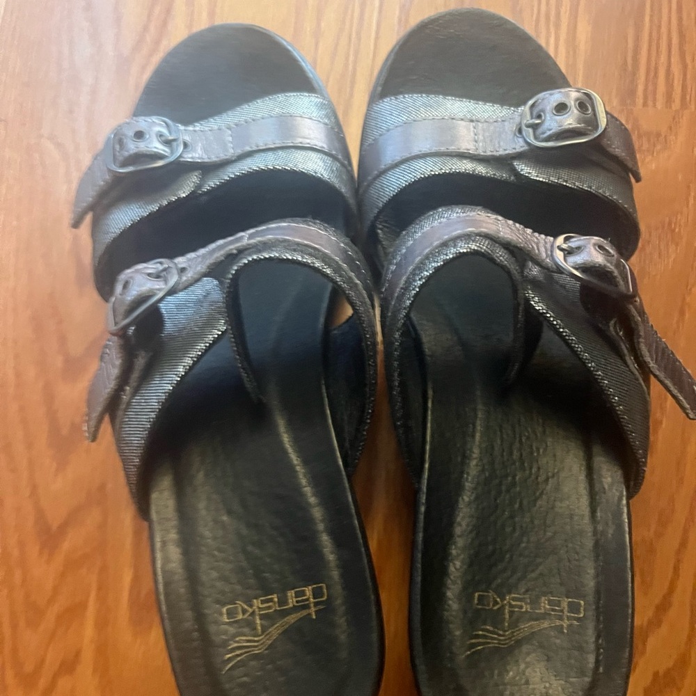 Dansko Black Double-Buckle Slide Sandals